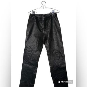 INC‎  100% leather black straight leg high rise pants